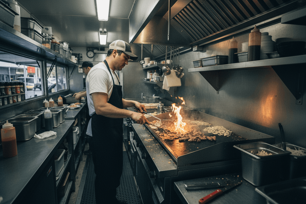 Chef preparing tacos